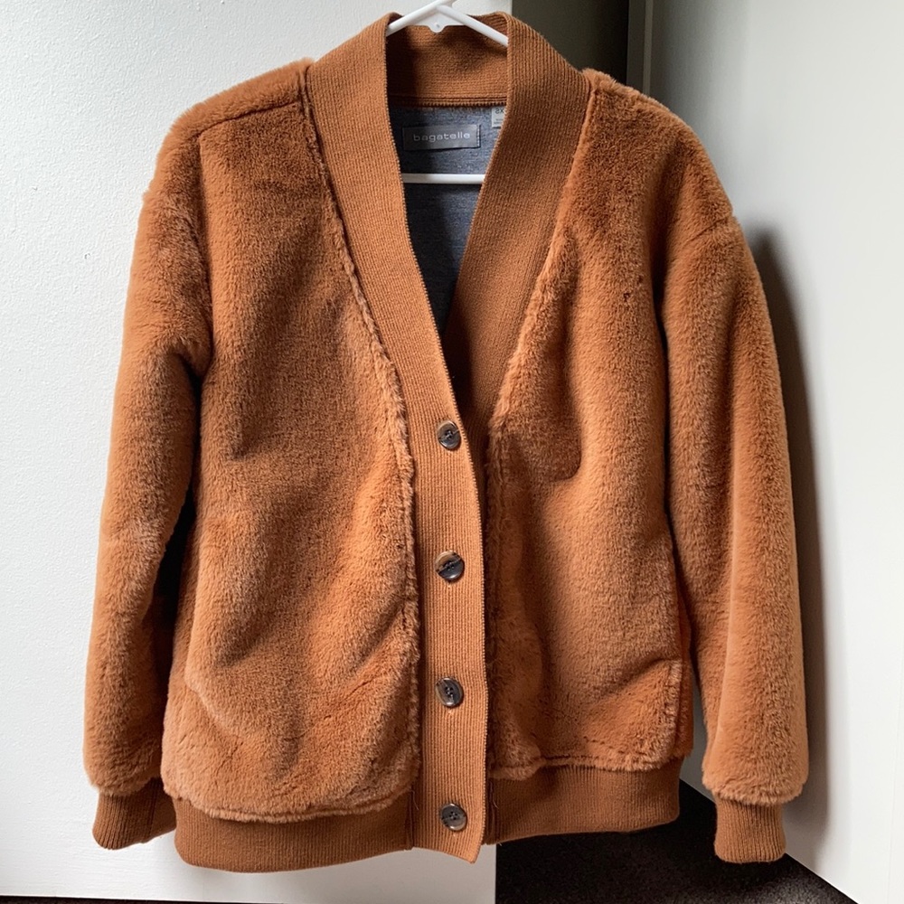 Anthropologie Faux Fur Bomber Jacket